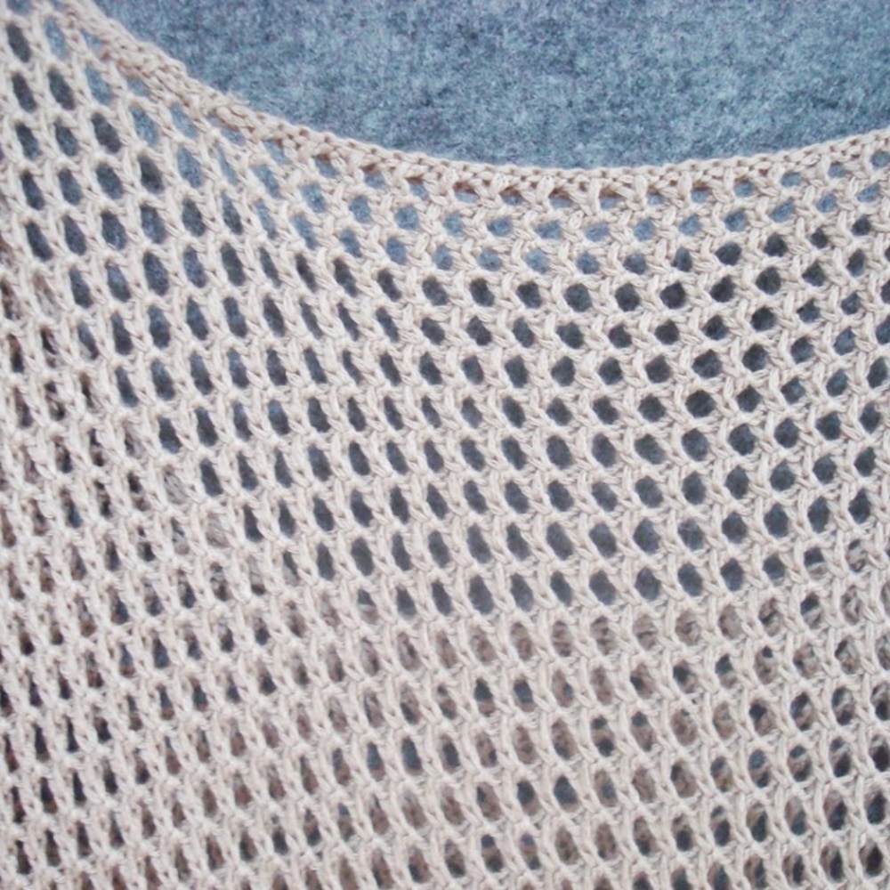 SOLD OUT CLEARANCE Tan Crochet Boho Sleeveless Fishnet Tassel Coverup - Picture 3 of 4